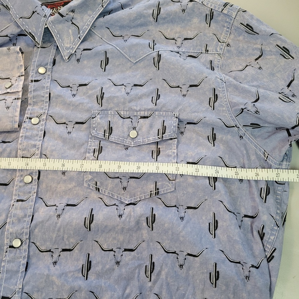 Vtg Rock & Roll Cowboy Men's XXL Western Shirt Cactus Longhorn Print - Picture 6 of 10